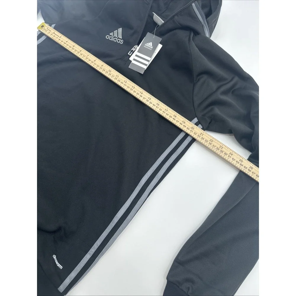 NEW Adidas Hoodie Mens M Black 1/4 Zip Sweatshirt Climawarm Heavy Stitch‎ Logo